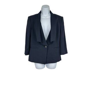 Ann Taylor Navy 1 Button Blazer Jacket Womens Size 10